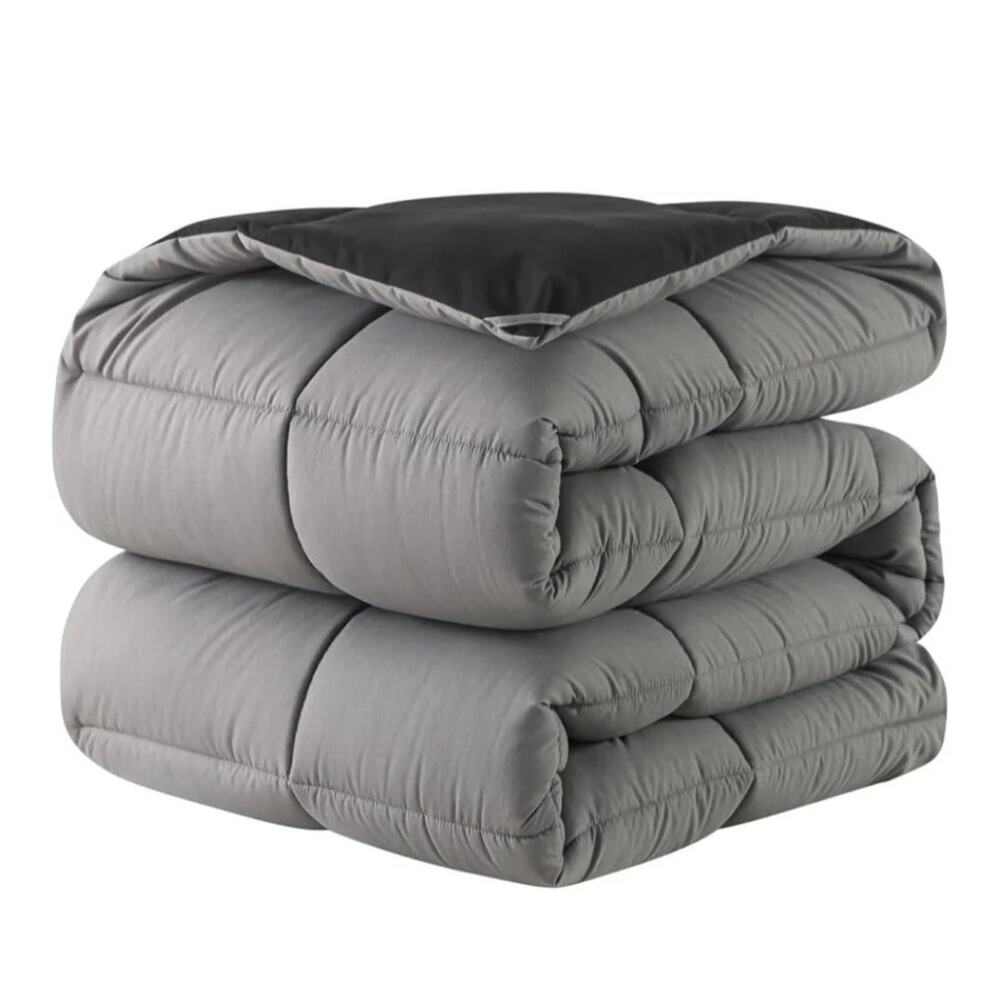 9031  Queen Comforter Or Duvet Insert Reversible With 2 Shams Black/Gray New